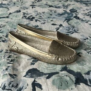Jack Rogers Womens Millie Glitter Leather Moc Toe Moccasins - Sz 7.5